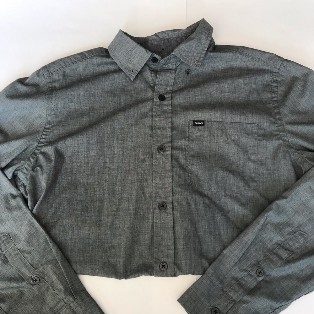 Hurley Men’s button down Grey/green - Picture 2 of 6